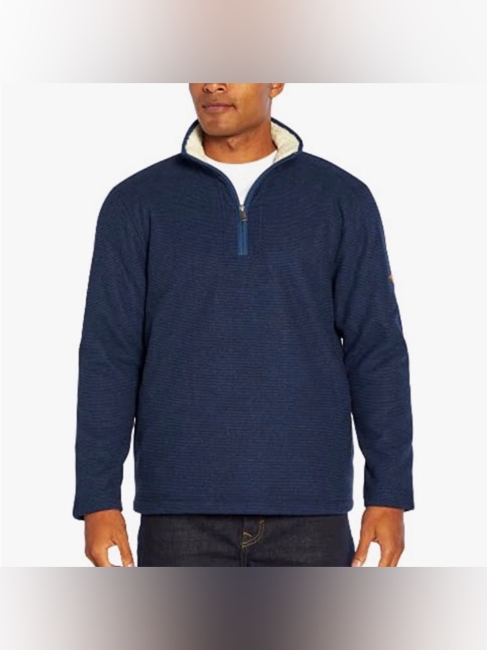 Like New Orvis Navy Fleece / Sherpa Lined Quarter-Zip Pullover